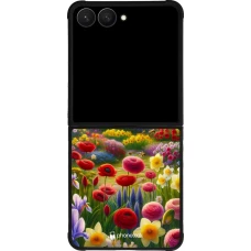 Coque Samsung Galaxy Z Flip7 - Silicone rigide noir Spring 25 Bouquet printemps