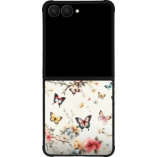 Coque Samsung Galaxy Z Flip7 - Silicone rigide noir Spring 25 Papillons Légers