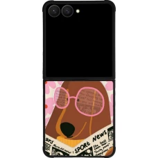 Samsung Galaxy Z Flip7 Case Hülle - Silikon schwarz Dog with newspaper Spring 2026