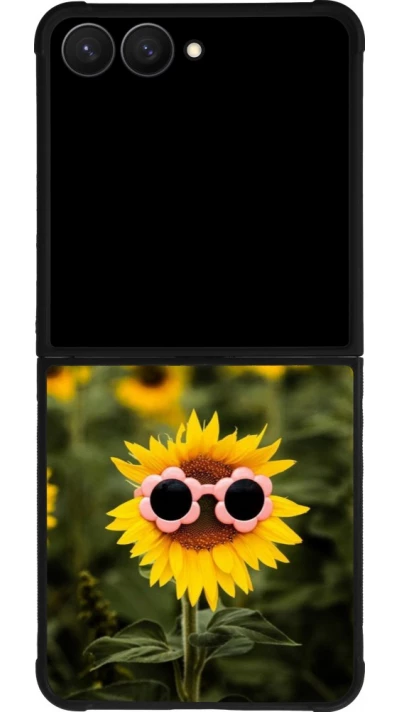 Samsung Galaxy Z Flip7 Case Hülle - Silikon schwarz Sunflower with glasses Spring 2026