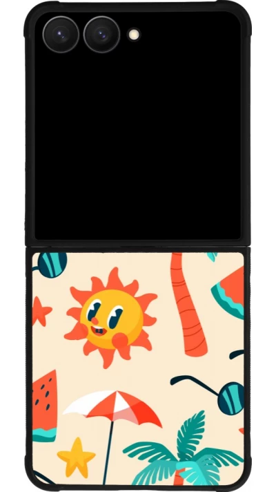 Samsung Galaxy Z Flip7 Case Hülle - Silikon schwarz Summer 2025 Pattern soleil