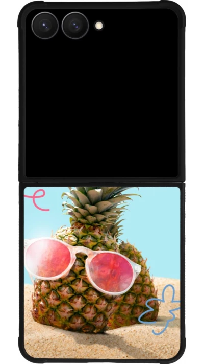 Samsung Galaxy Z Flip7 Case Hülle - Silikon schwarz Pineapple with glasses Summer 2026