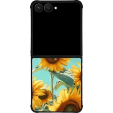 Samsung Galaxy Z Flip7 Case Hülle - Silikon schwarz Sunflowers Summer 2026