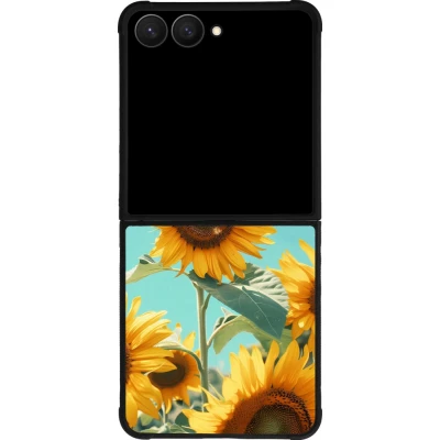 Coque Samsung Galaxy Z Flip7 - Silicone rigide noir Sunflowers Summer 2026