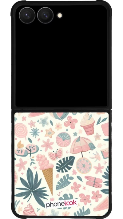 Samsung Galaxy Z Flip7 Case Hülle - Silikon schwarz Sommer Pink Muster