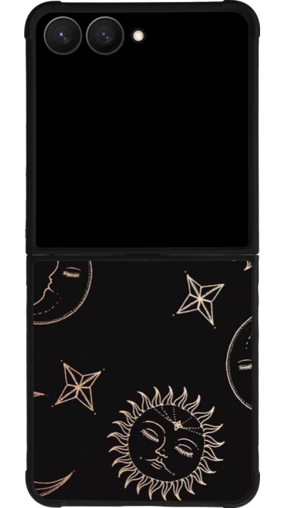 Samsung Galaxy Z Flip7 Case Hülle - Silikon schwarz Suns and Moons