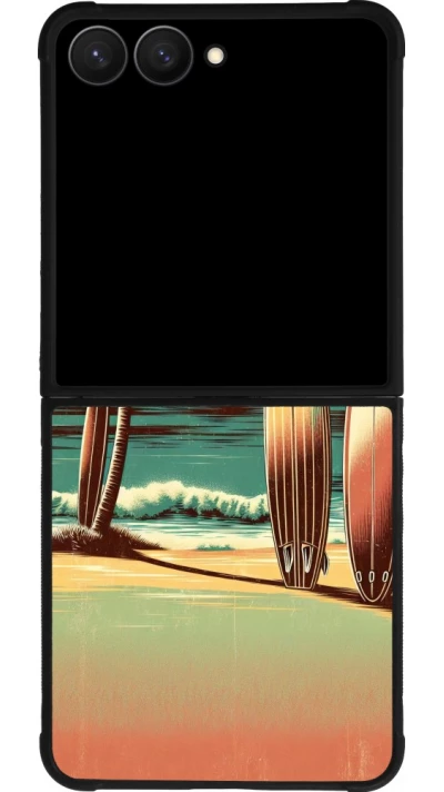 Samsung Galaxy Z Flip7 Case Hülle - Silikon schwarz Surf Paradise