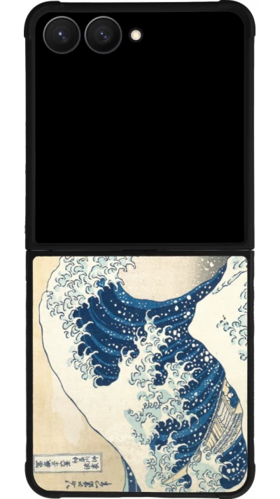 Coque Samsung Galaxy Z Flip7 - Silicone rigide noir Tableau art - La Grande Vague de Kanagawa - Hokusai