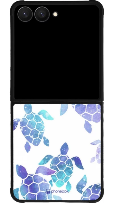 Samsung Galaxy Z Flip7 Case Hülle - Silikon schwarz Turtles pattern watercolor