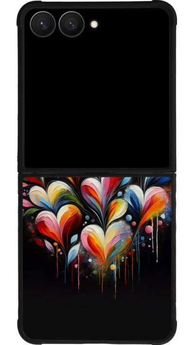 Samsung Galaxy Z Flip7 Case Hülle - Silikon schwarz Valentin 2024 Schwarzes Herz Abstrakt