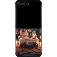 Samsung Galaxy Z Flip7 Case Hülle - Silikon schwarz Valentin 2024 Hund & Katze Kerzenlicht