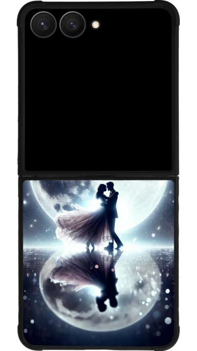 Samsung Galaxy Z Flip7 Case Hülle - Silikon schwarz Valentin 2024 Liebe unter dem Mond