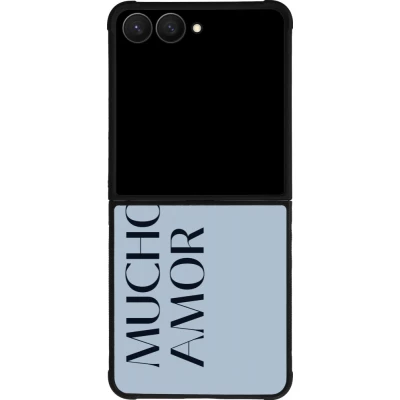 Samsung Galaxy Z Flip7 Case Hülle - Silikon schwarz Valentine 2024 mucho amor azul