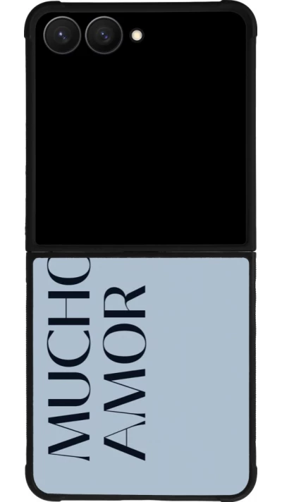 Samsung Galaxy Z Flip7 Case Hülle - Silikon schwarz Valentine 2024 mucho amor azul