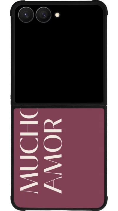 Samsung Galaxy Z Flip7 Case Hülle - Silikon schwarz Valentine 2024 mucho amor rosado