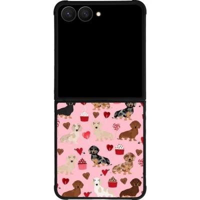 Coque Samsung Galaxy Z Flip7 - Silicone rigide noir Valentine 2024 puppy love