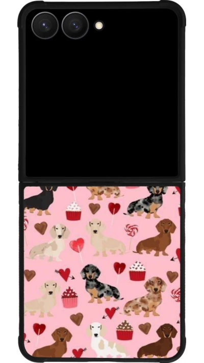 Samsung Galaxy Z Flip7 Case Hülle - Silikon schwarz Valentine 2024 puppy love