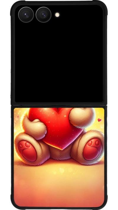 Samsung Galaxy Z Flip7 Case Hülle - Silikon schwarz Valentin 2024 Teddy Liebe