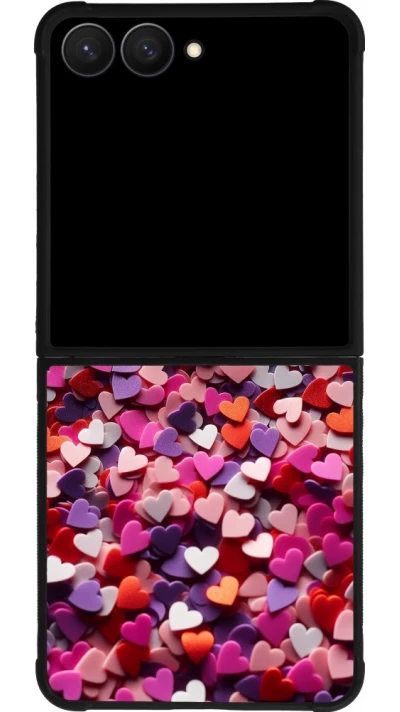 Samsung Galaxy Z Flip7 Case Hülle - Silikon schwarz Valentin 2025 Konfetti