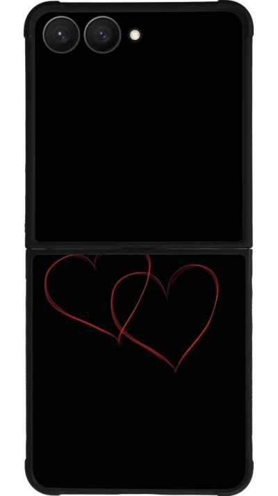Samsung Galaxy Z Flip7 Case Hülle - Silikon schwarz Valentine 2023 attached heart
