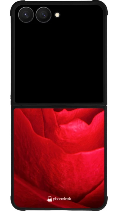 Samsung Galaxy Z Flip7 Case Hülle - Silikon schwarz Valentine 2022 Rose