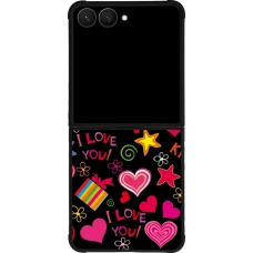 Coque Samsung Galaxy Z Flip7 - Silicone rigide noir Valentine 2023 love symbols