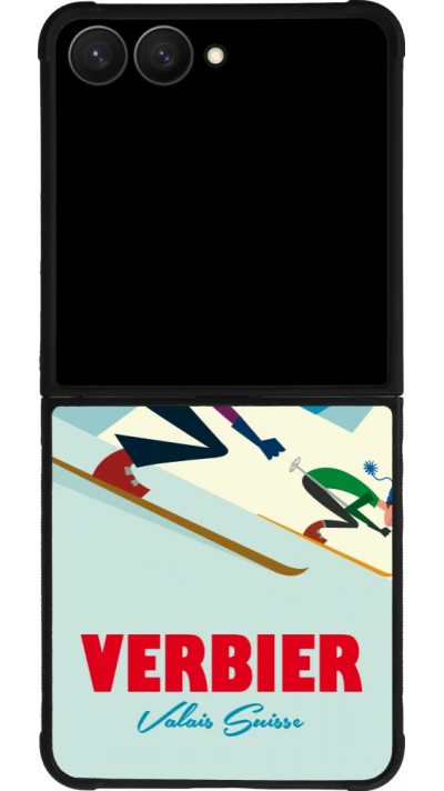 Samsung Galaxy Z Flip7 Case Hülle - Silikon schwarz Verbier Ski Downhill