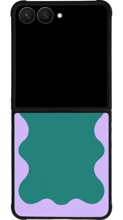 Samsung Galaxy Z Flip7 Case Hülle - Silikon schwarz Wavy Rectangle Green Purple