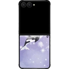 Samsung Galaxy Z Flip7 Case Hülle - Silikon schwarz Whale in sparking stars