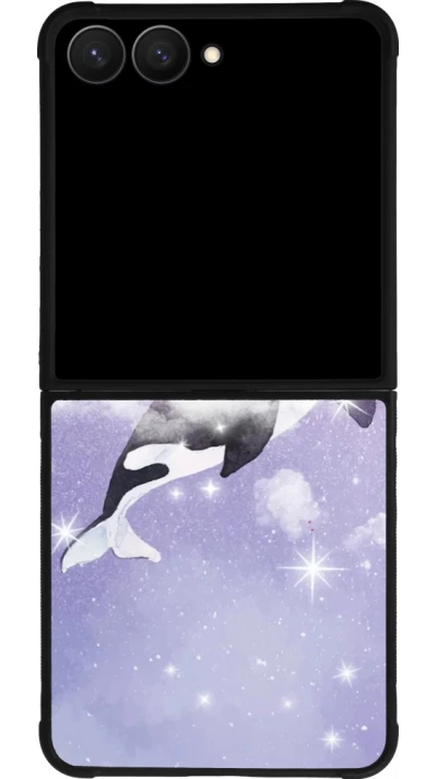 Samsung Galaxy Z Flip7 Case Hülle - Silikon schwarz Whale in sparking stars