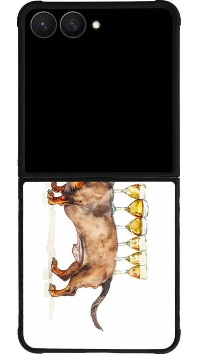 Samsung Galaxy Z Flip7 Case Hülle - Silikon schwarz Wine Teckel