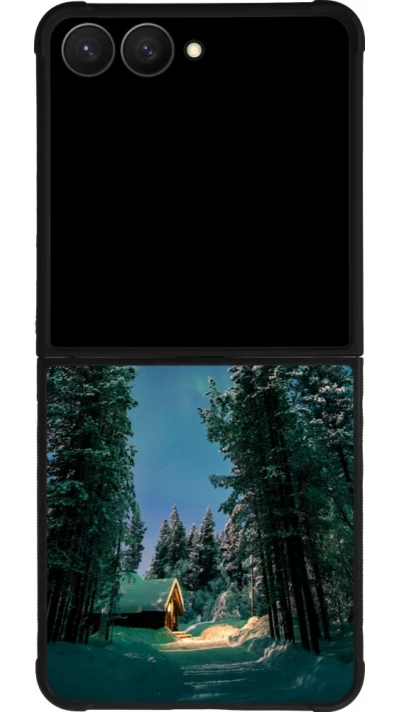 Samsung Galaxy Z Flip7 Case Hülle - Silikon schwarz Winter 22 Northern Lights