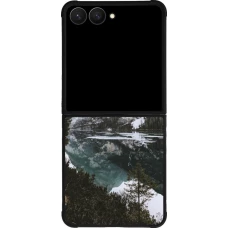 Samsung Galaxy Z Flip7 Case Hülle - Silikon schwarz Winter 22 snowy mountain and lake