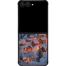 Samsung Galaxy Z Flip7 Case Hülle - Silikon schwarz Winter 25 Winter snowy village