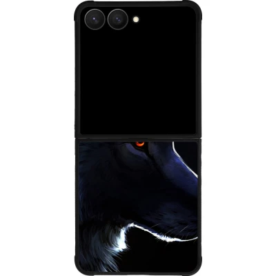 Coque Samsung Galaxy Z Flip7 - Silicone rigide noir Wolf Shape