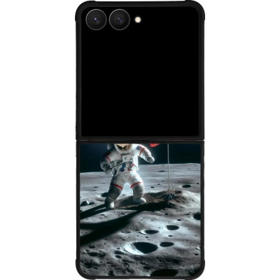 Samsung Galaxy Z Flip8 Case Hülle - Silikon schwarz Astro Schweiz auf dem Mond