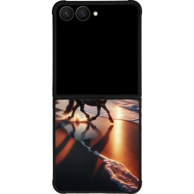 Samsung Galaxy Z Flip8 Case Hülle - Silikon schwarz Pferd majestätisch Strand