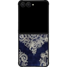 Samsung Galaxy Z Flip8 Case Hülle - Silikon schwarz Cream Flower Moroccan