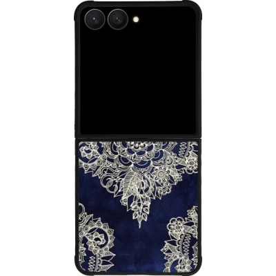 Samsung Galaxy Z Flip8 Case Hülle - Silikon schwarz Cream Flower Moroccan