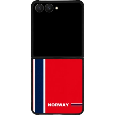 Coque Samsung Galaxy Z Flip8 - Silicone rigide noir Maillot de football Norve?ge 2026 personnalisable