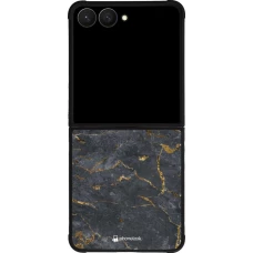 Samsung Galaxy Z Flip8 Case Hülle - Silikon schwarz Grey Gold Marble