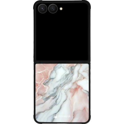 Samsung Galaxy Z Flip8 Case Hülle - Silikon schwarz Rosa Leuchtender Marmor