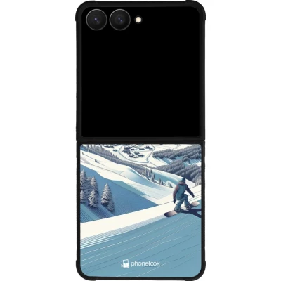 Samsung Galaxy Z Flip8 Case Hülle - Silikon schwarz Snowboarder Berg