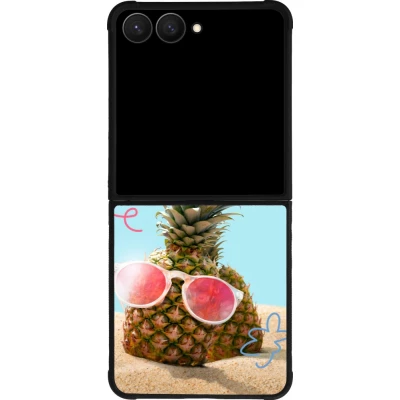 Coque Samsung Galaxy Z Flip8 - Silicone rigide noir Pineapple with glasses Summer 2026