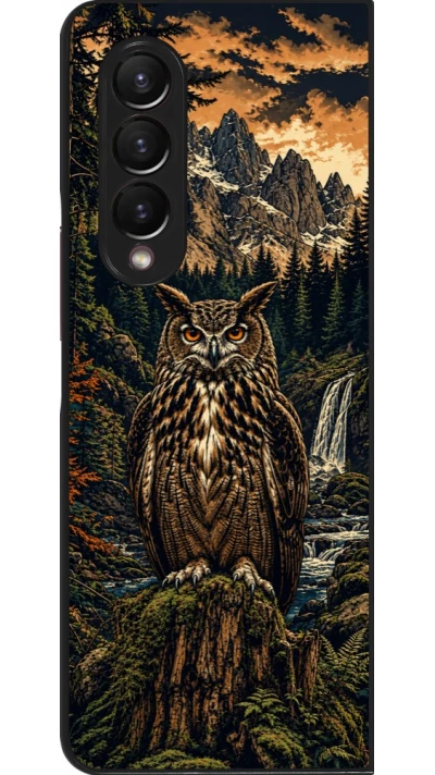 Coque Samsung Galaxy Z Fold3 5G - Linocut Grand-Duc