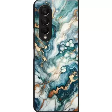 Coque Samsung Galaxy Z Fold3 5G - Marbre Vert Bleu Doré