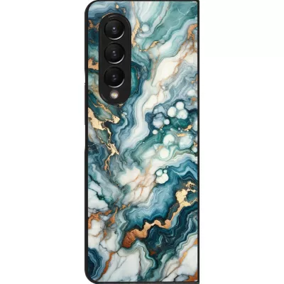 Coque Samsung Galaxy Z Fold3 5G - Marbre Vert Bleu Doré