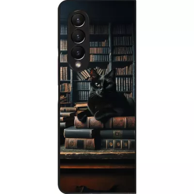 Samsung Galaxy Z Fold4 Case Hülle - Katze Bücher dunkel