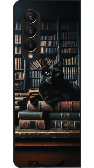 Samsung Galaxy Z Fold4 Case Hülle - Katze Bücher dunkel