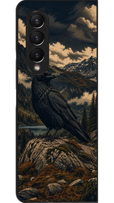 Coque Samsung Galaxy Z Fold4 - Linocut Grand Corbeau